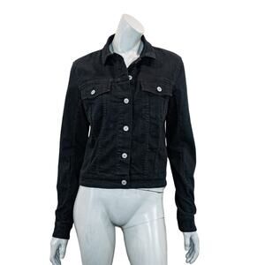 JEAN SHOP NYC Denim Jacket black Cotton Modal Women's Medium